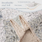 Exclusivo Mezcla Reversible Boho Quilts King Size, Gray Bedspreads Lightweight Coverlet All Season Patchwork Quilt Bedding Set with Printed Floral Pattern (1 Quilt, 2 Pillow Shams)