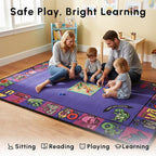 SAFECASTLE Alphabet Charlie Kids Educational Area Rug – 5'4" x 7'8" – ABC Alphabet Border Classroom Carpet for Playroom, Classroom, Daycare, or Preschool – Durable Machine-Tufted Nylon Rug