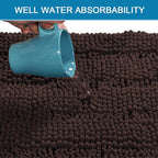 Non Slip Thick Shaggy Chenille Bathroom Rug Mat Set Extra Soft and Absorbent Striped Floor Rugs, 2 Piece, Machine-Washable