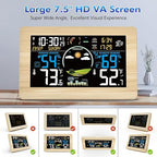 Weather Station Wireless Indoor Outdoor, Digital Thermometer, 7.5'' VA Display Home Weather Stations, Accurate Temperature Humidity Gauge with Weather Forecast, Atomic Clock,Khaki