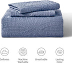 Love's cabin King Size Quilt Set Blue Bedspreads - Soft Bed Summer Lightweight Bedspread Comforter - Modern Style Coin Pattern Coverlet for All Season - 3 Pieces (1 Quilt, 2 Pillow Shams)