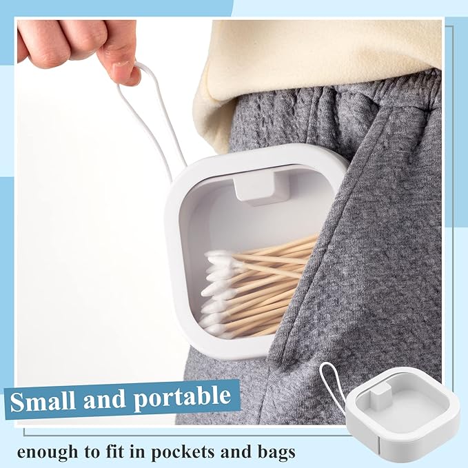 Kathfly 4 Pcs White Hair Tie Organizer Portable Hair Accessory Storage Containers Stackable Tie Bobby Pin Holder Home Cotton Swab Dispenser Accessories Jewelry Organizer Box