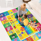 ABC Carpet, Kids Rugs for Playroom, Educational Play Mat for Kids, Preschool Rugs with ABC, Numbers, Animals Learning Carpet for Bedroom Playroom Classroom Baby Children (Yellow, 118X78.7 INCH)