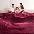 Oversized King Fleece Blanket 120x138 Inches, Seamless Soft Cozy 3D Jacquard Flannel Blanket 10'x11.5' Extra Large for Bed, Sofa, Couch, Travel & Camping, California King Throw, Burgandy Red Leaf