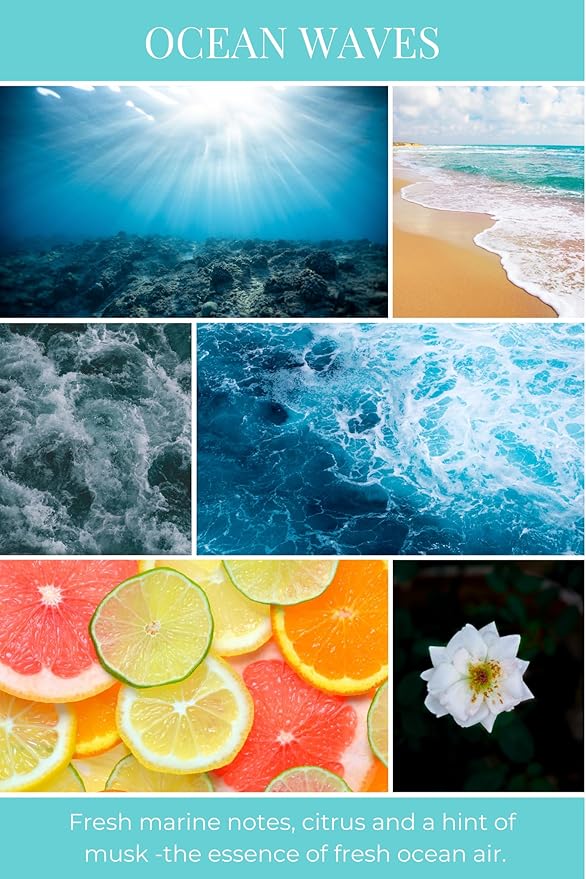 ECO CANDLE CO. Room & Linen Spray, Ocean Waves, 8 oz. - Scents Of Marine Air, Citrus, & Musk - Recycled Aluminum Bottle, No Propellents, Pump Top, All Natural Ingredients