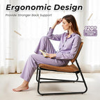 DAICO Modern Accent Chair Waterproof Armless Sling Accent Chairs Comfy Upholstered Side Sitting Chairs with Metal Frame for Living Room Bedroom Balcony Garden, Faux Leather, Camel