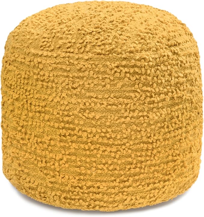 Anji Mountain 100% Handmade & Handcrafted Comfortable Home Décor Pouf Ottoman Footrest for Living Room, Bedroom, Nursery, Kidsroom, Patio Furniture - (22" x 22" x 17" - Mustard)