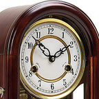 Wooden Pendulum Mantel Clock with Westminster Chimes Mechanical Table Clock for Living Room, Office, Home Decor, Brown