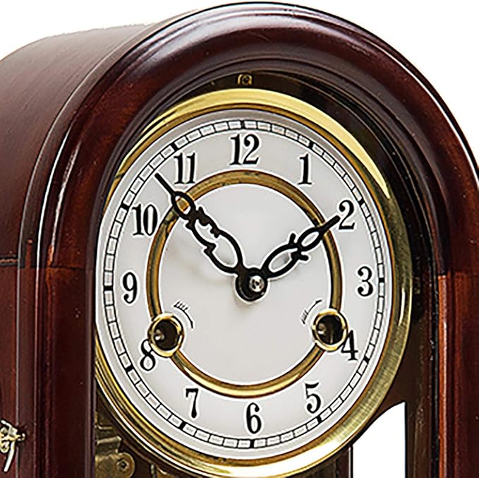 Wooden Pendulum Mantel Clock with Westminster Chimes Mechanical Table Clock for Living Room, Office, Home Decor, Brown