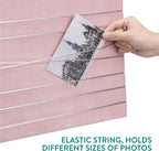 Navaris Fabric Memo Bulletin Board - 20" x 28" Velvet Memory Board for Wall to Display Photo Collages, Pictures, Notes - Includes 6 Push Pins - Pink