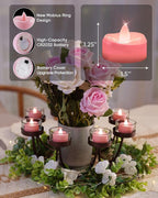 LED Candles, 24 Pack Tea Lights Candle Battery Operated, Flameless Tealight Votives, Realistic Tea Lights for Wedding Home Party Decor -D 1.5" x H 1.25" -Pink Light
