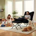 Welnow Modern Accent Chair with Ottoman, Upholstered Comfy Lounge Recliner Sofa, Thick Cushion Oversized Lazy Reading Chair with Footrest for Living Room, Bedroom, Apartment, Office, Dorm, Black