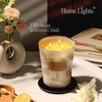 HomeLights Scented Candles | Large Jar 34 Oz Natural Soy Candle | 130 hrs Long-Lasting with 3 Wicks | Rustic Modern Home Decor | Gifts for Mom & Women, Salted Caramel