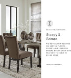 Signature Design by Ashley Jazmore Contemporary Velvet Upholstered High Back Dining Chair with Solid Wood Frame and Stitching Details, Set of 2, Dark Brown