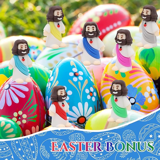 50 Pcs Baby Jesus Figures Mini Jesus Figurines in Bulk Original Design Tiny Miniature Jesus Figures for Hide and Seek, Religious Party Favors, Sunday School, Baptism Gift, Easter Egg Stuffers
