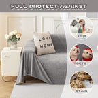 MYSKY HOME Couch Cover Sofa Cover for 2 Cushion Couch, Non-Slip Soft Sofa Slipcover Protector, Sofa Covers Washable, Couch Covers for Sectional Sofa, Sofa Towel for Pet Cat Dog, 71" x 118", Grey