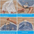 Patelai 8 Pcs 4" Gusseted Plastic Shoulder Covers for Hanging Clothes Coat Covers for Closet Clear Garment Breathable Bag for Jacket Clothing Coat Dress (Semi-transparent)