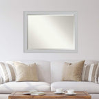 Amanti Art White Wall Mirror 34x44 Shiplap White Rectangle Bathroom Mirror for Wall Decor Living Room, X-Large Cottage Wood Frame, Hangs Horizonally and Vertically, Bathroom Decor, Beveled Edge
