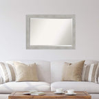 Amanti Art White Wall Mirror 28x40 Rustic White Wash Rectangle Bathroom Mirror for Wall Decor Living Room, Large Country Rustic Wood Frame, Hangs Horizonally and Vertically, Bathroom Decor, Beveled