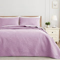 Exclusivo Mezcla Queen Quilt Bedding Set, Lightweight Lilac Quilts Queen Full Size for All Seasons, Soft Microfiber Bedspreads Coverlets Bed Cover with Leaf Pattern, 3 Piece