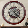 HOIBAI Large Wall Clock, Wall Clocks for Living Room Decor 30 Inch Farmhouse Vintage Rustic Kitchen Wall Decor Vintage Roman Oversized Wall Clock for Home Bedroom House , Moving Gears Clock