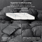 Luxurious Heavyweight Goose Down Feather Fiber Comforter Duvet Insert, Exquisite Gray Pinch Pleat Design, Oversize Palatial King 120 x 98, Premium Baffle Box 100% Egyptian Cotton, 95 oz Fill Weight
