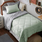 Bedsure Twin XL Comforter Set - 5 Pieces Reversible Sage Green Bedding, Twin XL Size Bed Set for All Seasons, Bed in a Bag with Down Alternative Comforter, Sheets, Pillowcase & Sham