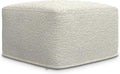 SIMPLIHOME Chantal Square Pouf - 18 inch Wide Upholstered Boucle Fabric Ottoman in Ivory, Contemporary Footstool, Coffee Table or Extra Seating for Living Room or Bedroom, Assembled