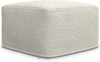 SIMPLIHOME Chantal Square Pouf - 18 inch Wide Upholstered Boucle Fabric Ottoman in Ivory, Contemporary Footstool, Coffee Table or Extra Seating for Living Room or Bedroom, Assembled