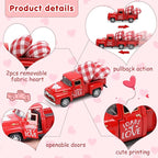 Valentine's Day Metal Farm Truck Tiered Tray Decor, Fall Farmhouse Vintage Diecast Truck Decor Model with Heart for Home Décor 4.8inch (Red)