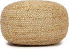 REDEARTH · Jute Circular Low Pouf Ottoman - Braided Pouffe Accent Sitting Round Footrest for Living Room, Bedroom, Nursery, kidsroom, Patio, Gym; 100% Jute Set of 2 (18"X18"X10"; Natural)