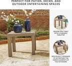 Signature Design by Ashley Silo Point Casual Outdoor Square Patio End Table with Slatted Styling, Multi-Step Finish, Eucalyptus Wood, 20.5" High, Brown