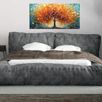 Zoyotago Large Canvas Wall Art Orange Yellow Tree Picture Modern Canvas Prints Ready to Hang for Bedroom Living Room Size 20x40