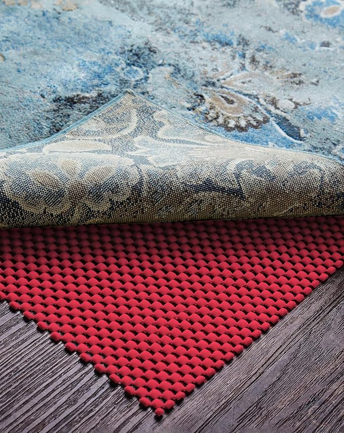 Veken 3x5 Ft Rug Pad Gripper for Hardwood Floors, Non Slip Red Rug Pads for Area Rugs, Thick Rug Grippers for Tile Floors, Under Carpet Anti Skid Mat, Keep Your Rugs Safe and in Place