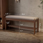 AQIMUELE Shoe Bench Entryway with Cushion, Solid Wood Bench with Shoe Storage, 2-Tier Shoe Rack Bench for Entryway,Hallway (Gray)