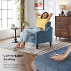 VINGLI Mid Century Modern Accent Chair Set of 2,Navy Blue Chenille Chairs for Living Room Upholstered Armchair with Scooped Arms for Bedroom,Apartment,Studio,Office,Waiting Room