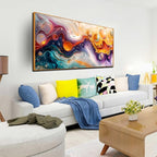 ZHAOSHOP Abstract Wall Art - Colorful Wall Decor for Teen Bedroom - Large Canvas for Painting With Wooden Frames Size 29"x 59"