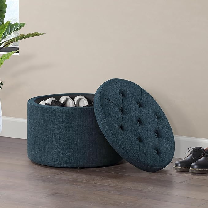Convenience Concepts Designs4Comfort Round Shoe Storage Ottoman