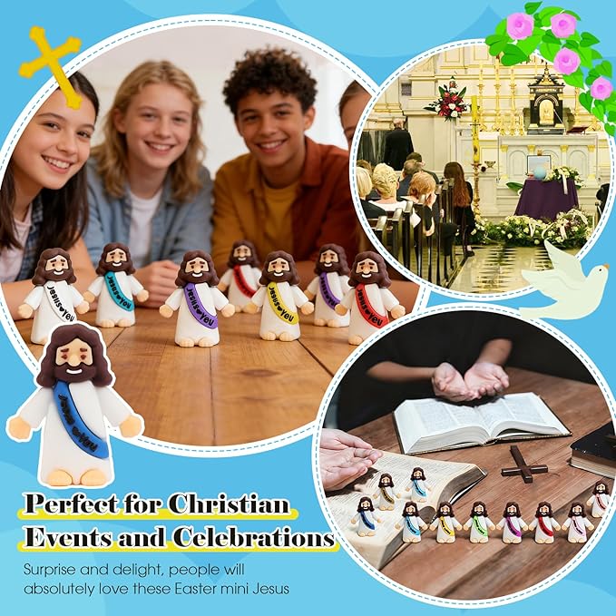 210 Pack Little Jesus Figurines in Bulk, Pocket Jesus Loves You, Jesus Small Figures, Little Tiny Jesus Figures for Church Christmas Party Favors Baptism Gifts Religious Gifts for Easter Egg Stuffers