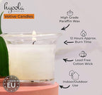 Hyoola Votive Candles - White Votives in Clear Cup - 12 Hour Burn Time Unscented Votive Candles Bulk - Pack of 24 Small Candles in Bulk - Made in Europe