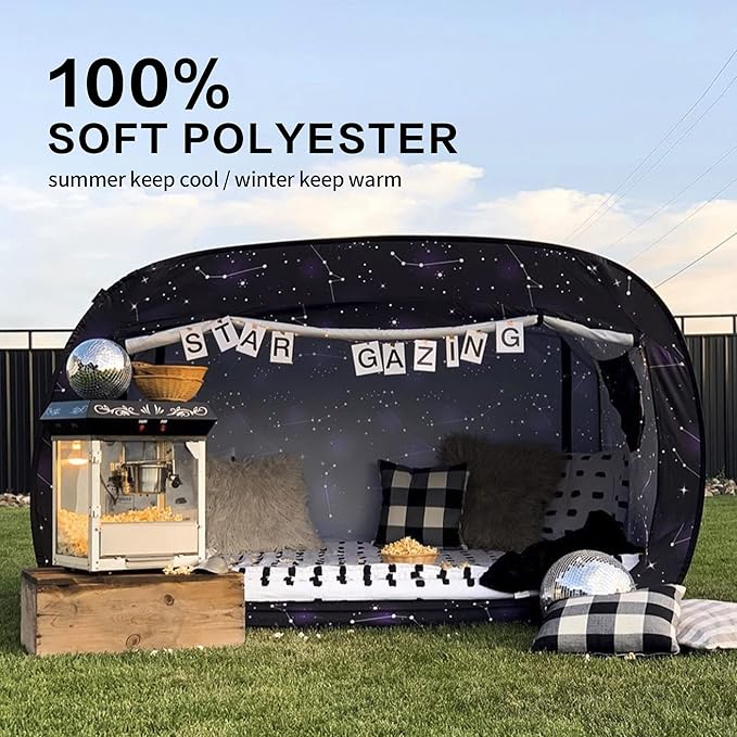 Bed Tent Full Bed Canopy Portable Dream Tent for Adult Indoor Sleeping Tents with 2 Doors Breathable Private Space Tents, Starry Constellation
