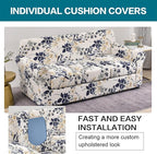 KRFOONN 4 Piece Stretch Sofa Couch Covers for 3 Cushion Couches Printed Sofa Slipcover with 3 Separate Seat Cushion Covers Washable Sofa Slip Covers Furniture Protector for Pets Kids (Large, 27)