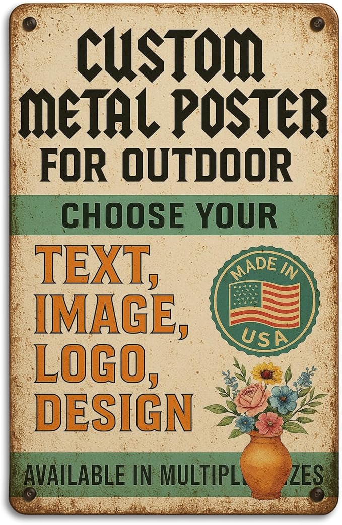 Custom Outdoor Signs by BCB – Heavy-Duty 1mm Thick Personalized Wall Art | Vintage Outdoor Decor for Yard, Street, Garage & Garden | Multiple Sizes | Made in USA