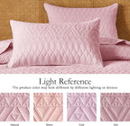 akkialla Twin Quilt Set, Pink Lightweight Microfiber Bedspread Coverlet, Boho Geometric Pattern, Soft All-Season Bedding, 2-Piece (1 Quilt, 1 Pillow Sham) | Breathable fabric, Modern style