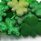 St Patrick's Day Shamrocks Hanging Ornaments, 24Pcs Green Shamrocks Hanging Ornament Luck Clover Bauble Decoration for Saint Patrick's Party Supplies Tiered Tray Table Crafts Decor