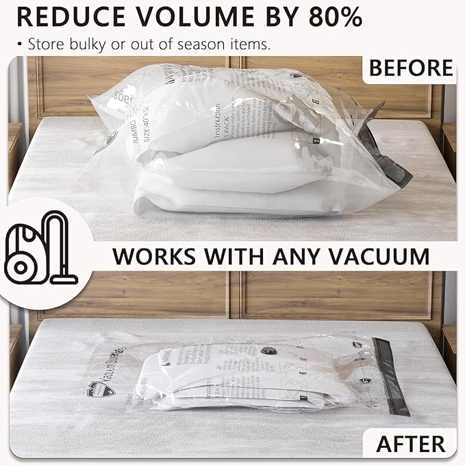 SUOCO 8 Small Vacuum Storage Bags, Vacuum Seal Bags for Clothing, Travel Space Saver Bags for Luggage Clothes