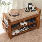 2 Tier Shoe Bench, Bamboo Shoe Rack Bench, Shoe Storage Bench Organizer for Entryway Hallway Living Room