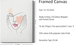 Aesthetic Face Wrapped Canvas Wall Art Hands on Cheeks Continuous Line Drawing Abstract Pink 12x16 Inch Gallery Stretched Modern Home Art Decor