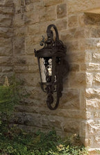John Timberland Marseille Traditional Outdoor Wall Light Fixture Black Steel Scroll 19" Clear Hammered Glass Downbridge Arm for Exterior House Porch Patio Outside Deck Garage Front Door Home