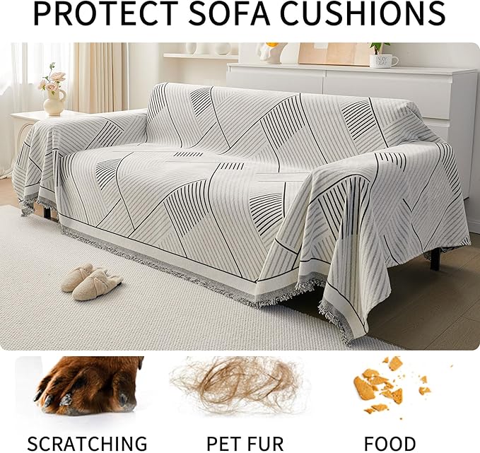 HAOMAIJIA Non Slip Couch Cover Sofa Covers for 2 Cushion Couch Washable sectional Couch Covers for Dogs pet Furniture Protector Couch Cover Blanket for Living Room (CQ-Black/Grey, 71"x102")